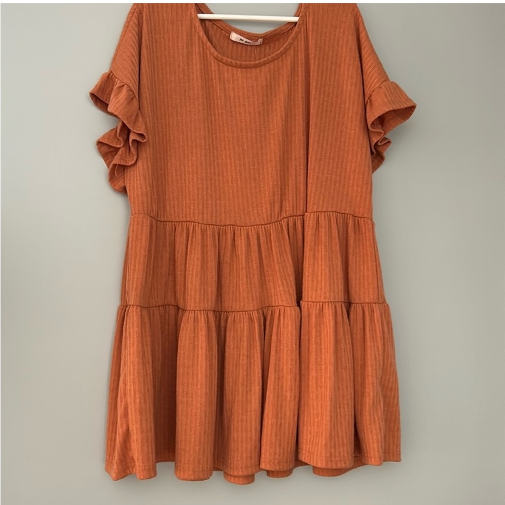 Francesca's ruffle hem orange blouse